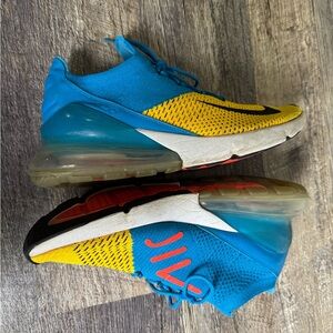 Men’s 12 Nike AirMax 270 - FlyKnit Yellow/Laser Orange/Blue Orbit - Sold as is